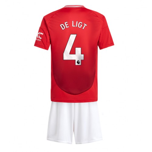 Fotbalové Dres Manchester United Matthijs de Ligt #4 Dětské Domácí 2024-25 Krátký Rukáv (+ trenýrky)